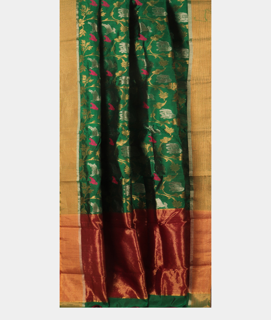 Green Chanderi Silk Saree T2269292