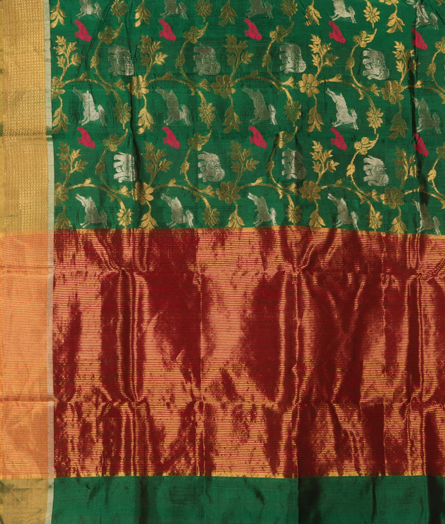 Green Chanderi Silk Saree T2269294