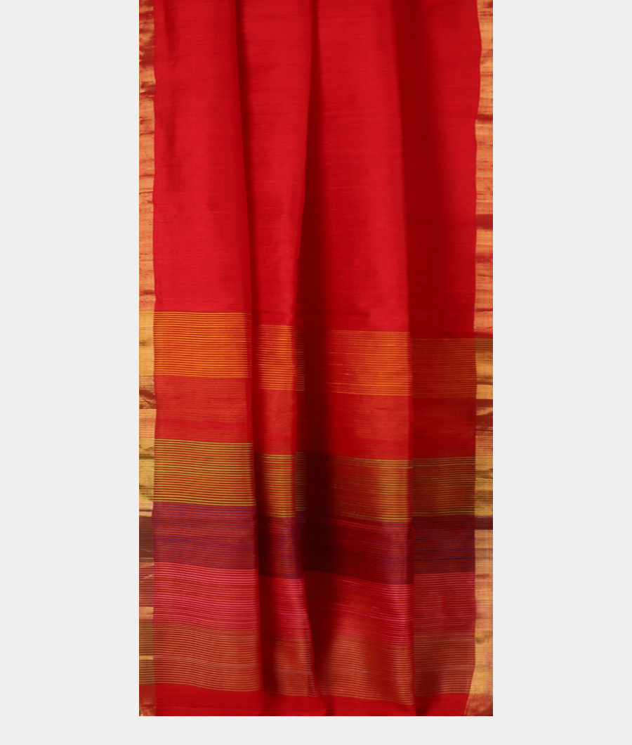 Red Woven Raw Silk Saree T3068422