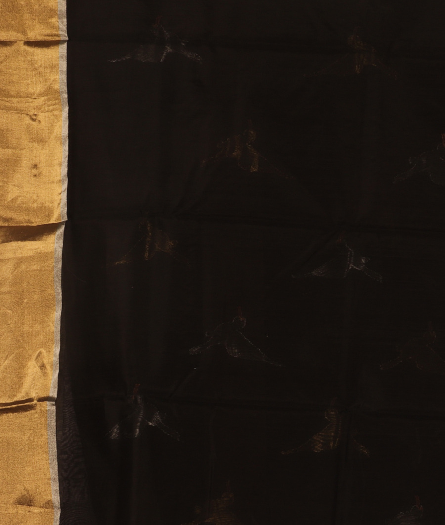 Black Chanderi Silk Saree T919663