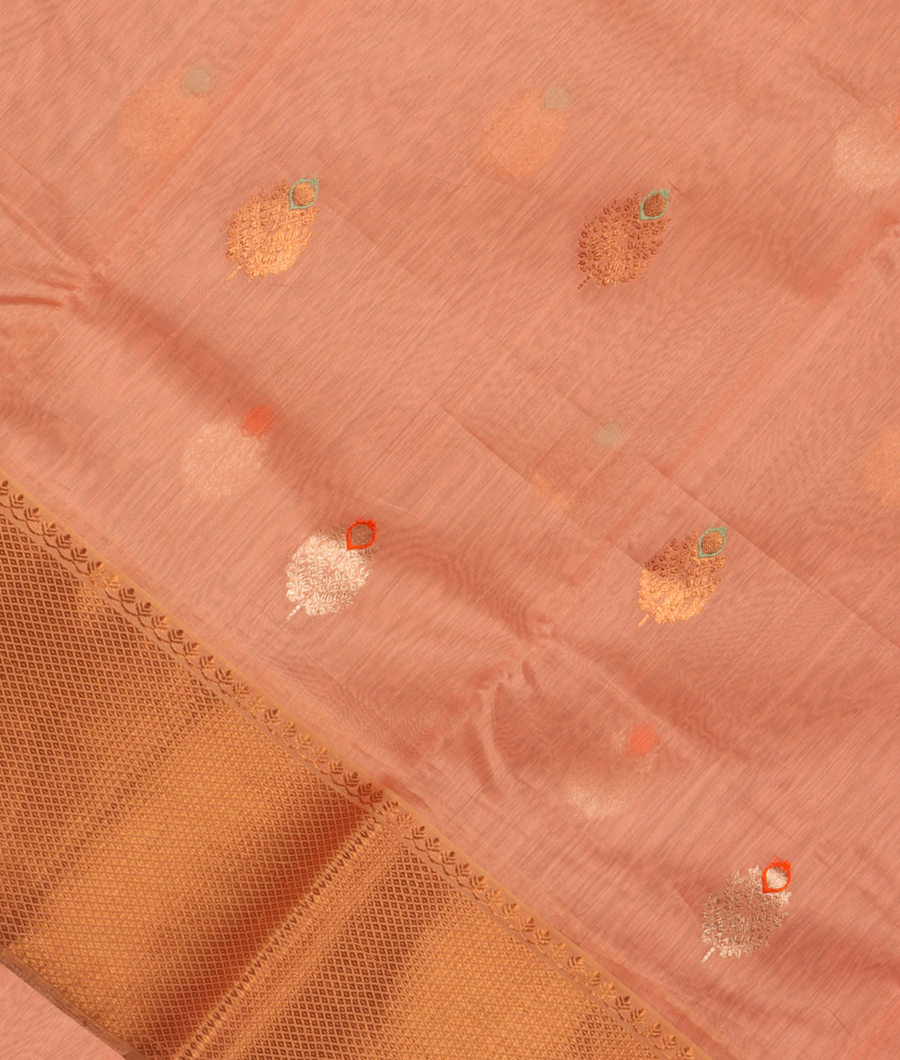 Peach Chanderi Silk Saree T189481-image