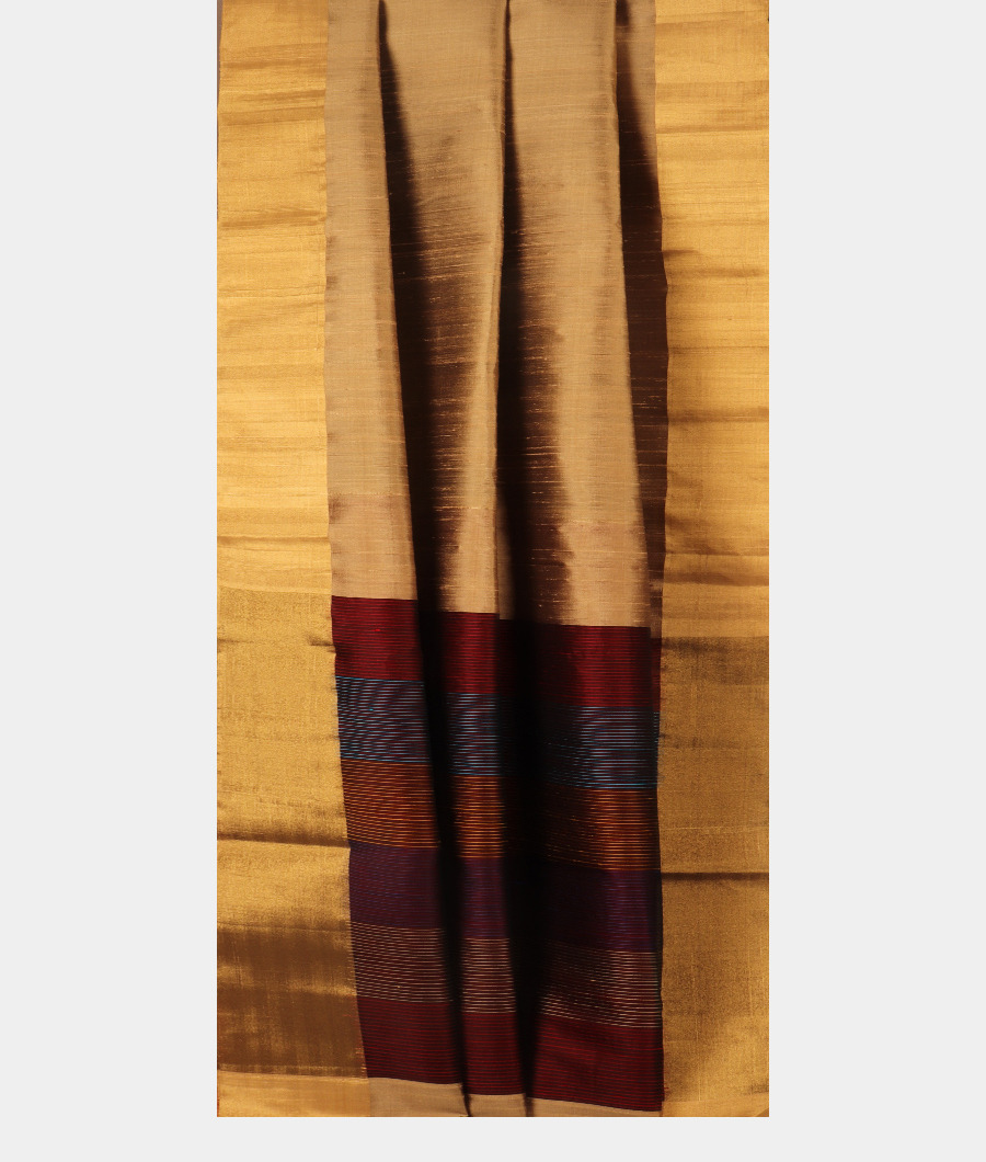 Beige Woven Raw Silk Saree T3085612