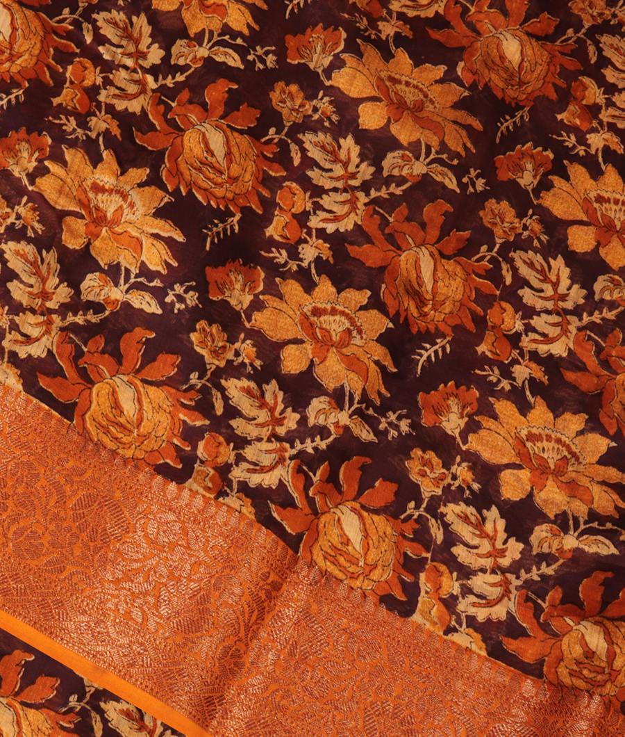 Brown Soft Printed Cotton Saree T299878-image