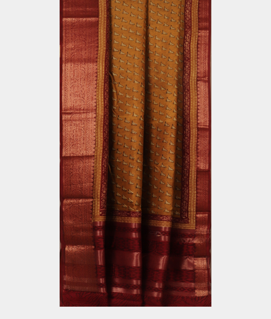 Mustard Yellow Soft Printed Cotton Saree T2998742