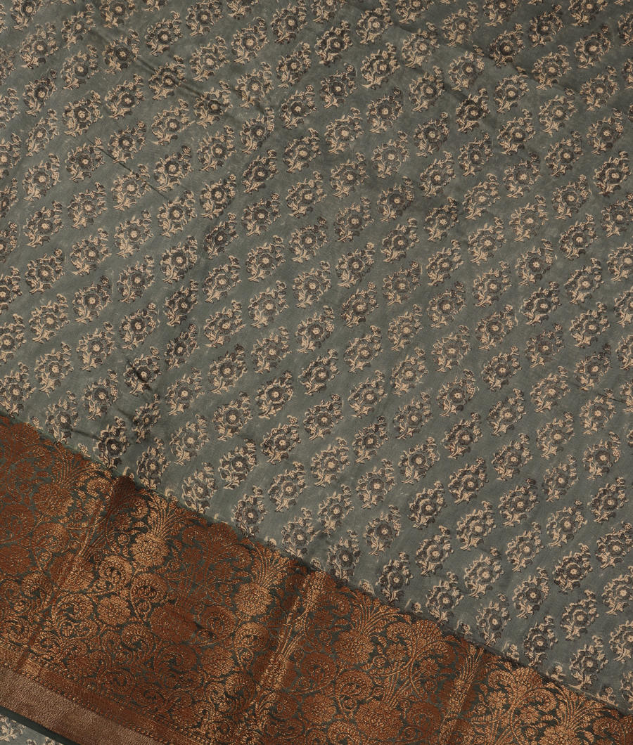 Grey Soft Printed Cotton Saree T299889-image
