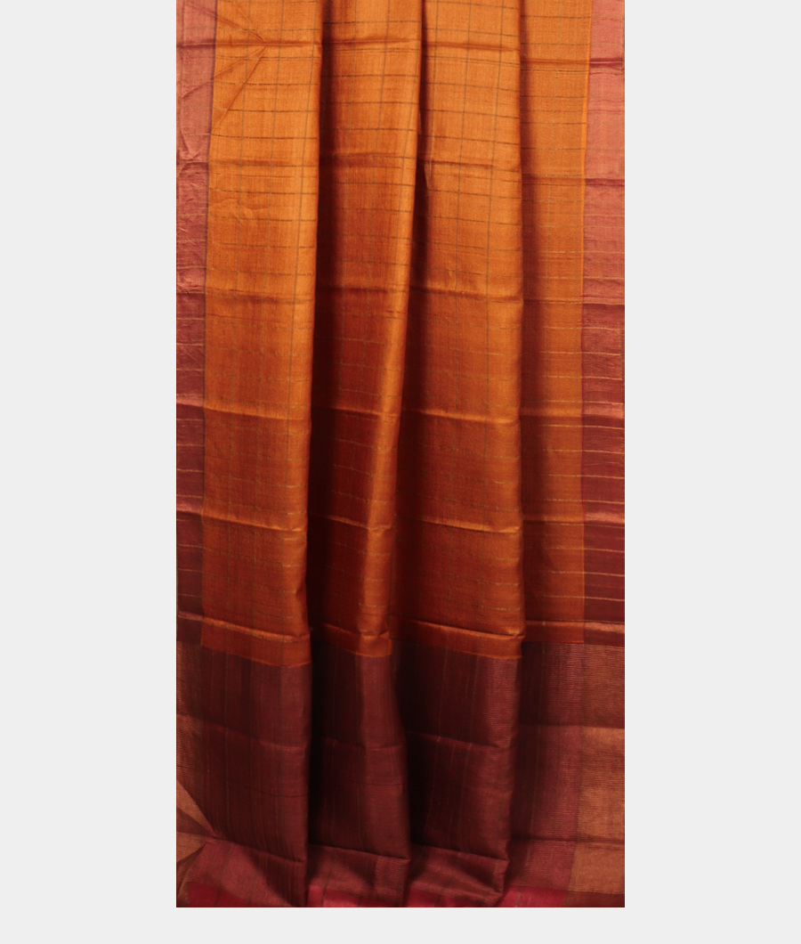 Mustard Yellow Woven Tussar Saree T3076212