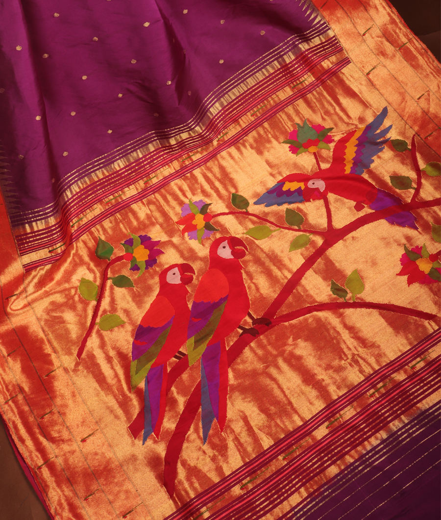 Purple Paithani Silk Saree T3077832