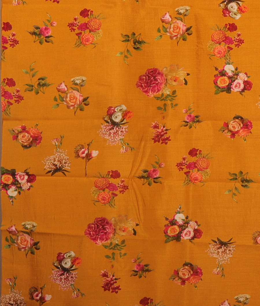 Yellow Kora Organza Printed Saree T3085803