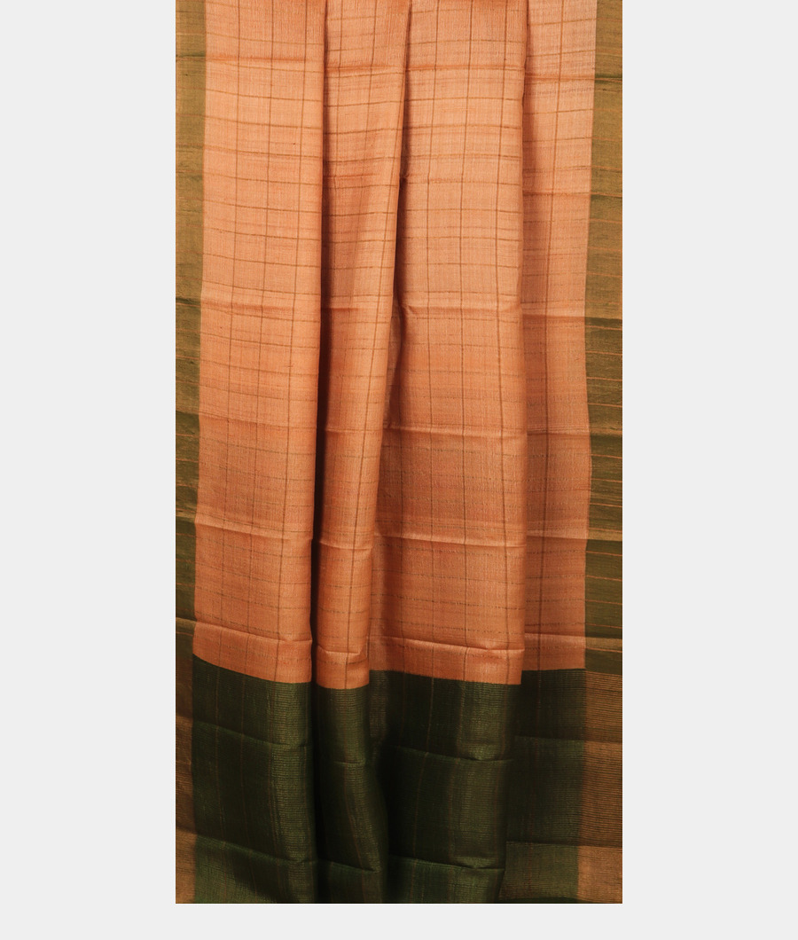 Beige Woven Tussar Saree T3076192