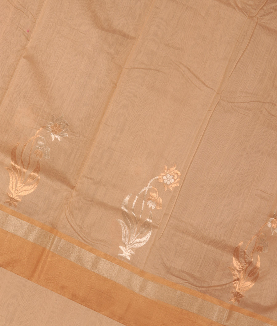 Beige Chanderi Silk Saree T77262-image