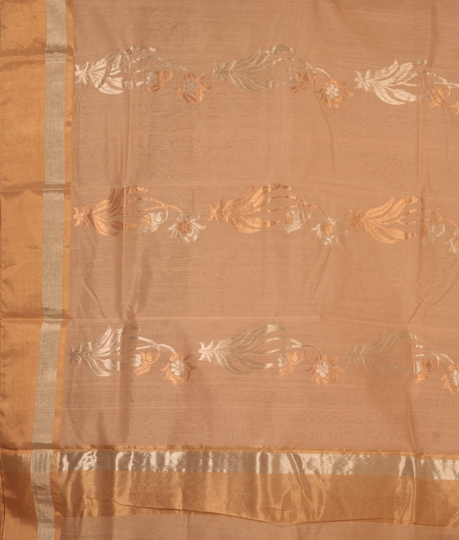 Beige Chanderi Silk Saree T772624