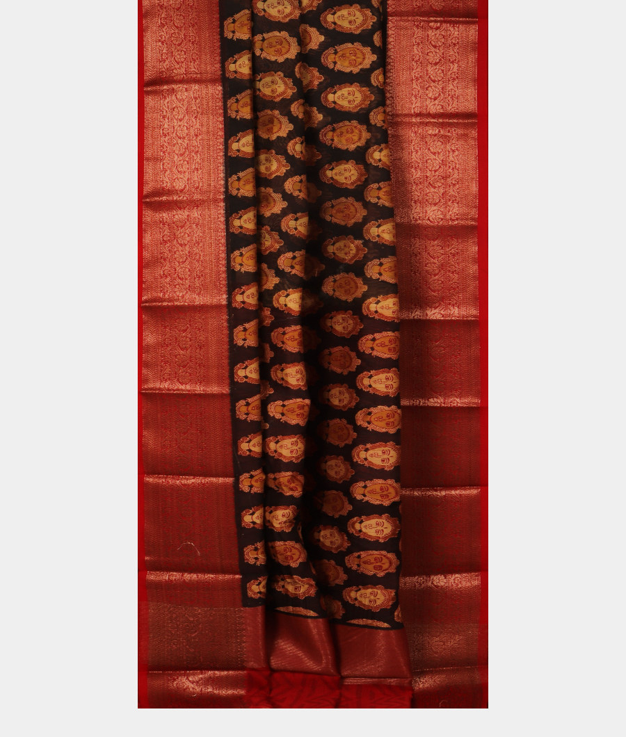 Black Soft Printed Cotton Saree T2998852