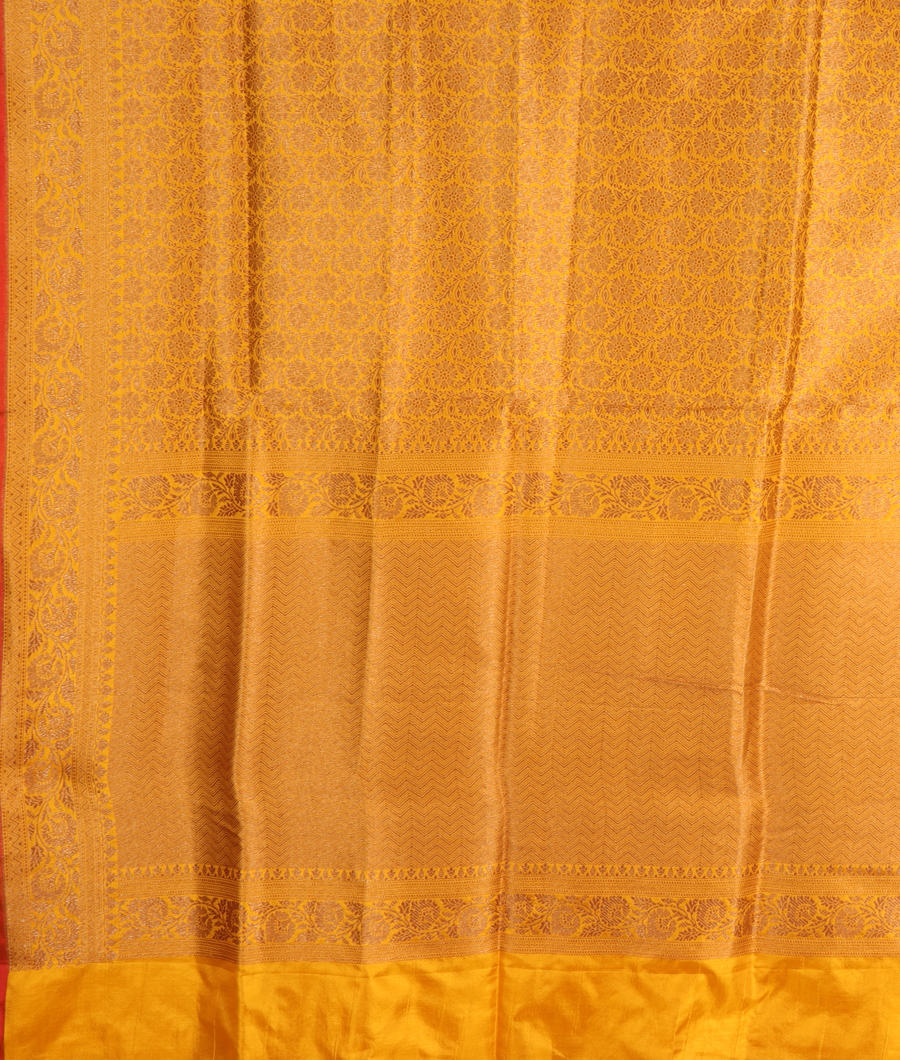 Yellow Banaras Silk Saree T3090864