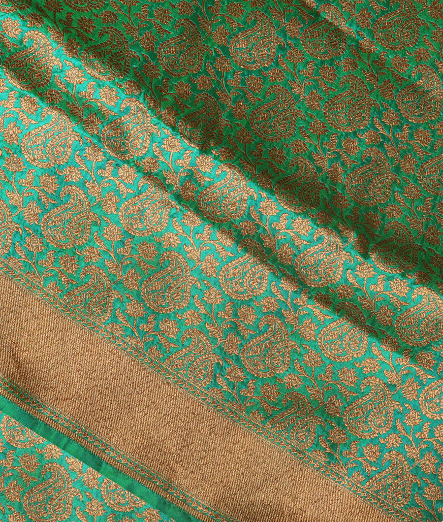 Bluish Green Banaras Silk Saree T309068-image