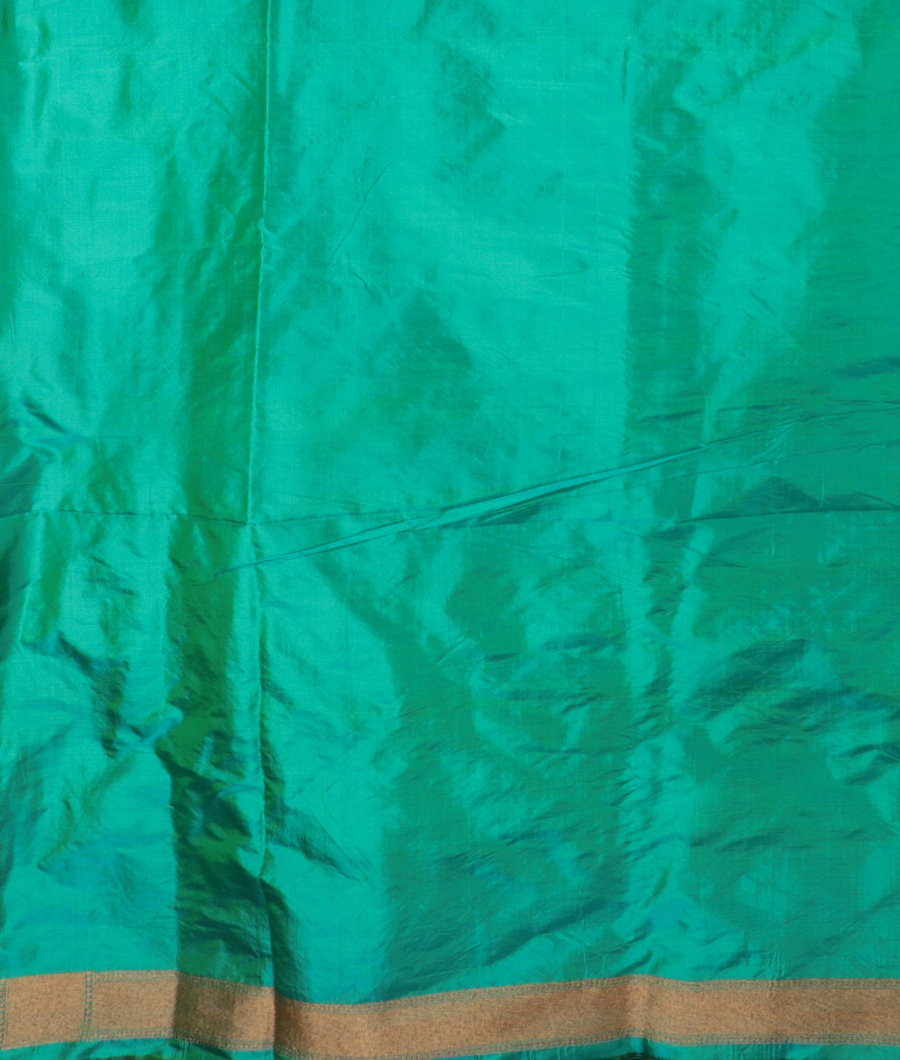 Bluish Green Banaras Silk Saree T3090683