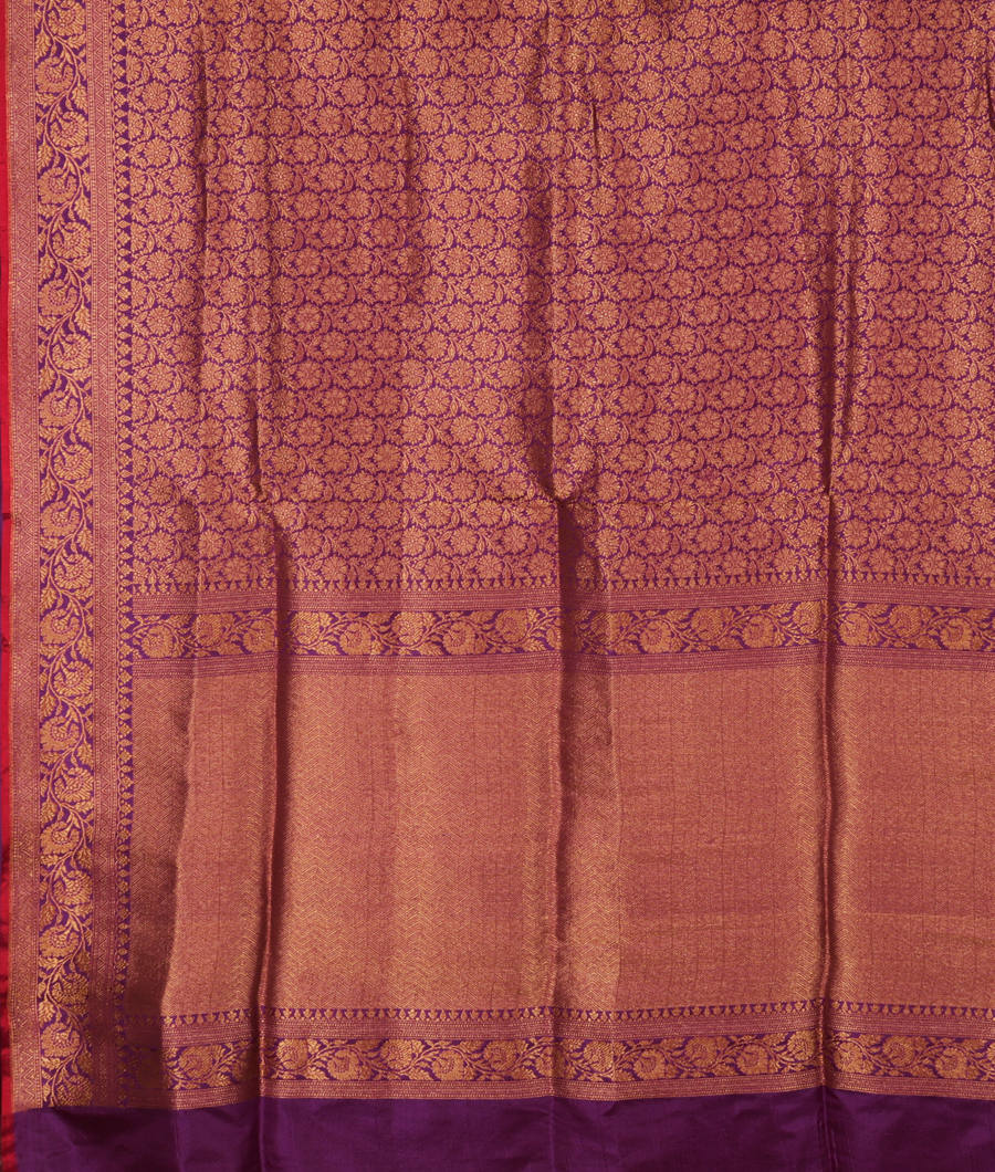 Violet Banaras Silk Saree T3090874