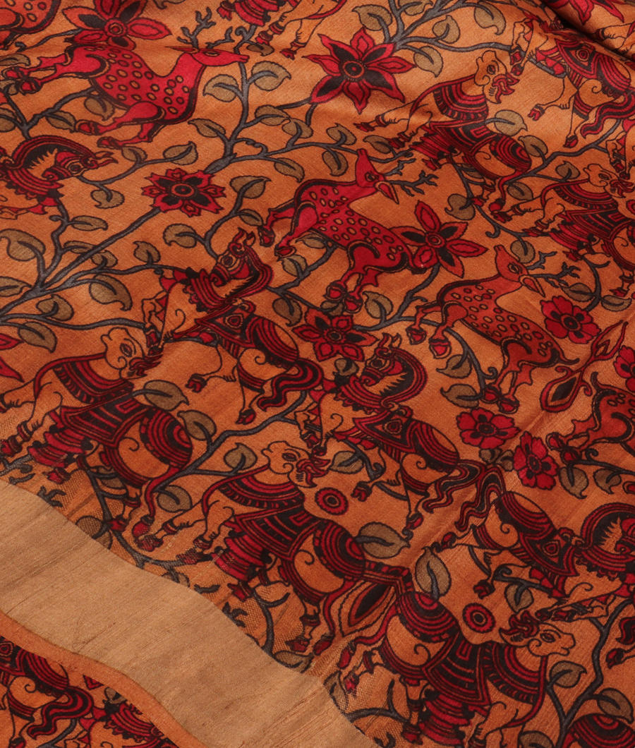Beige Tussar Printed Saree T270308-image
