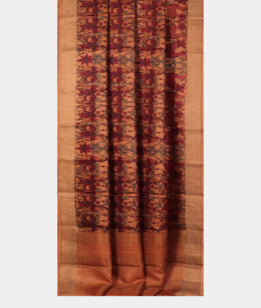 Beige Tussar Printed Saree T2703082