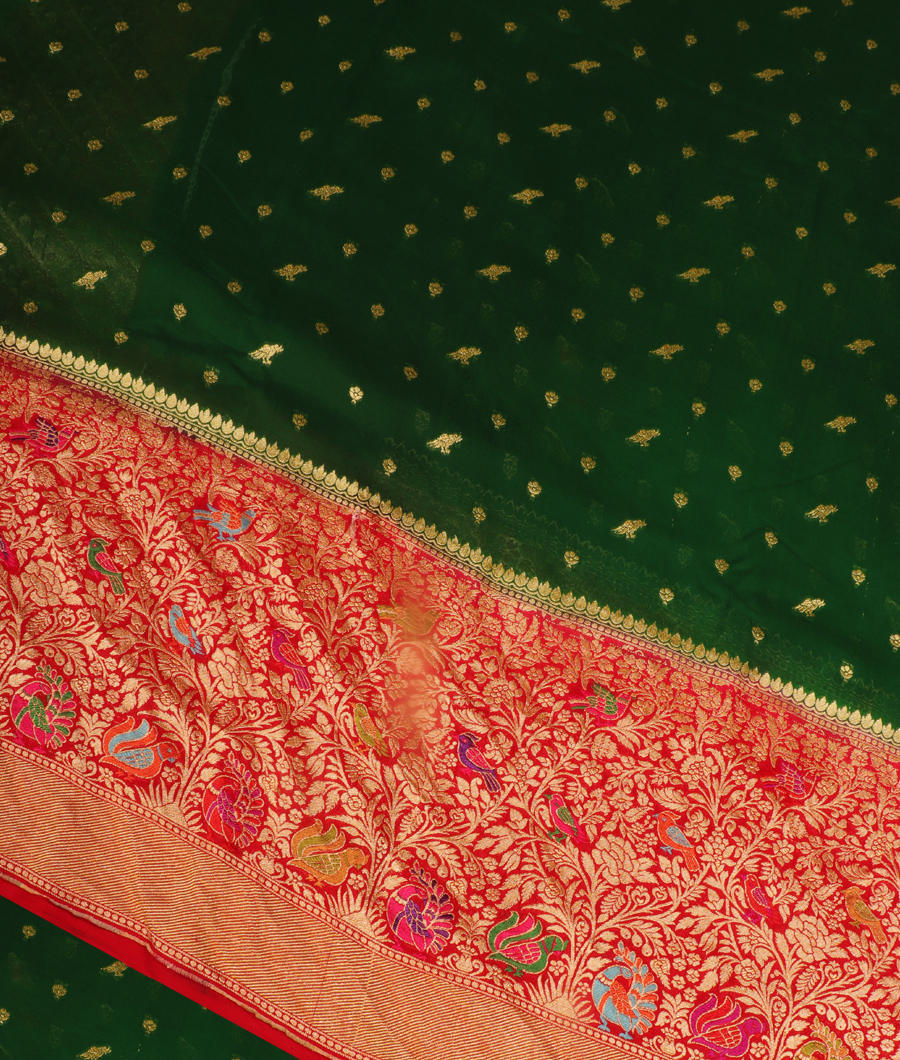 Green Banaras Georgette Silk Saree T266990-image