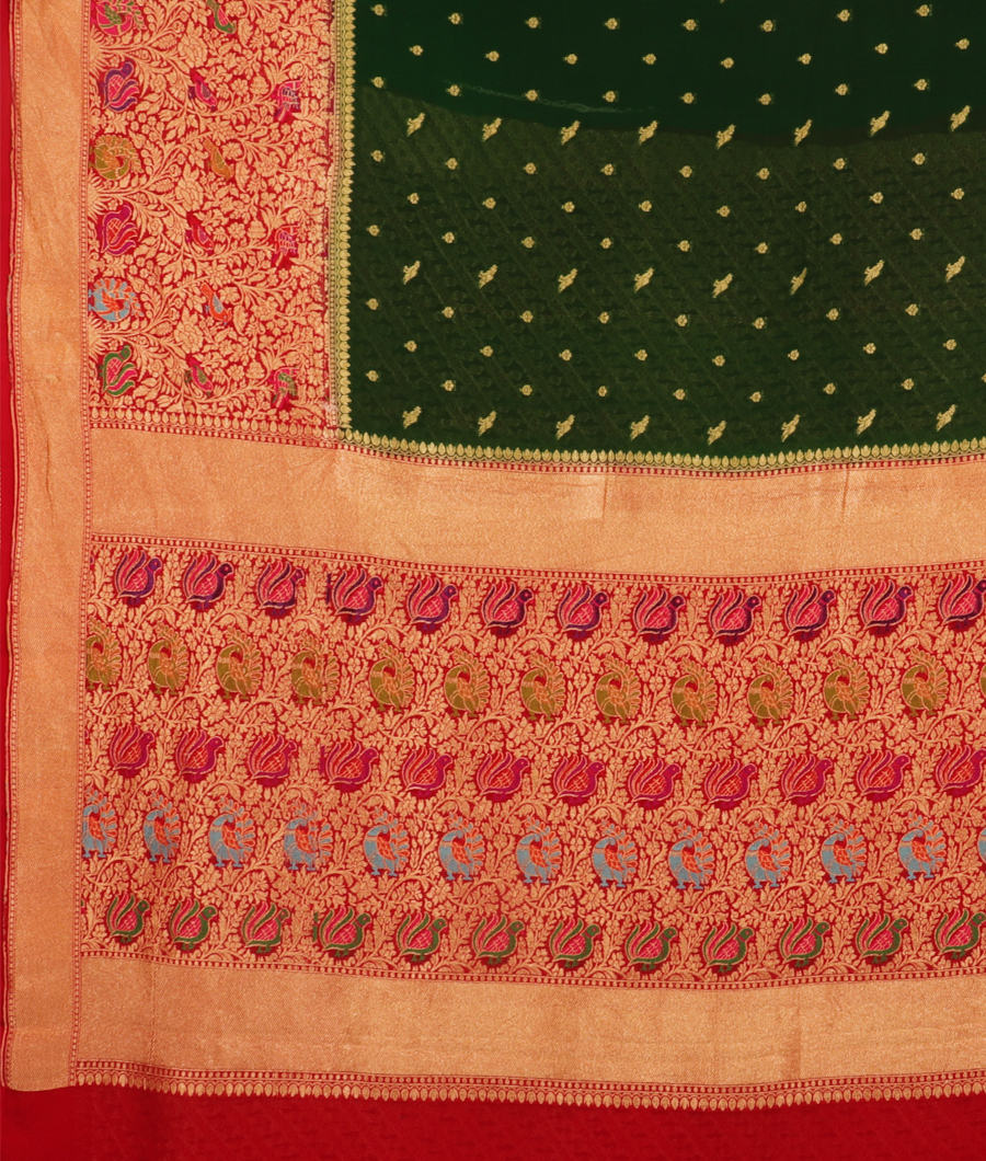 Green Banaras Georgette Silk Saree T2669904