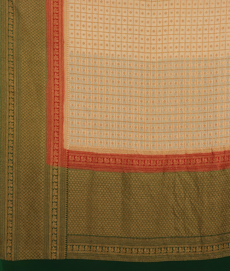 Off-White Banaras Georgette Silk Saree T3020014