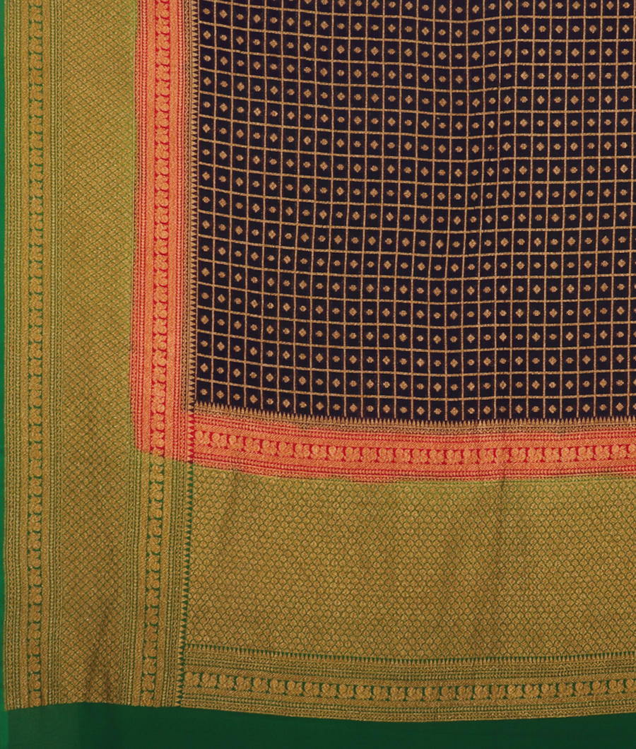 Blue Banaras Georgette Silk Saree T3019974