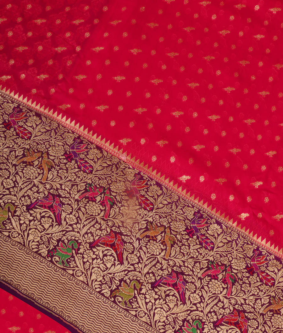 Magenta Banaras Georgette Silk Saree T267004-image