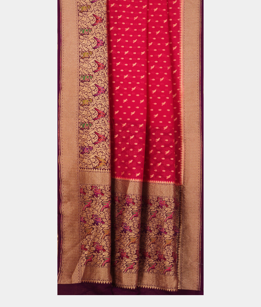 Magenta Banaras Georgette Silk Saree T2670042