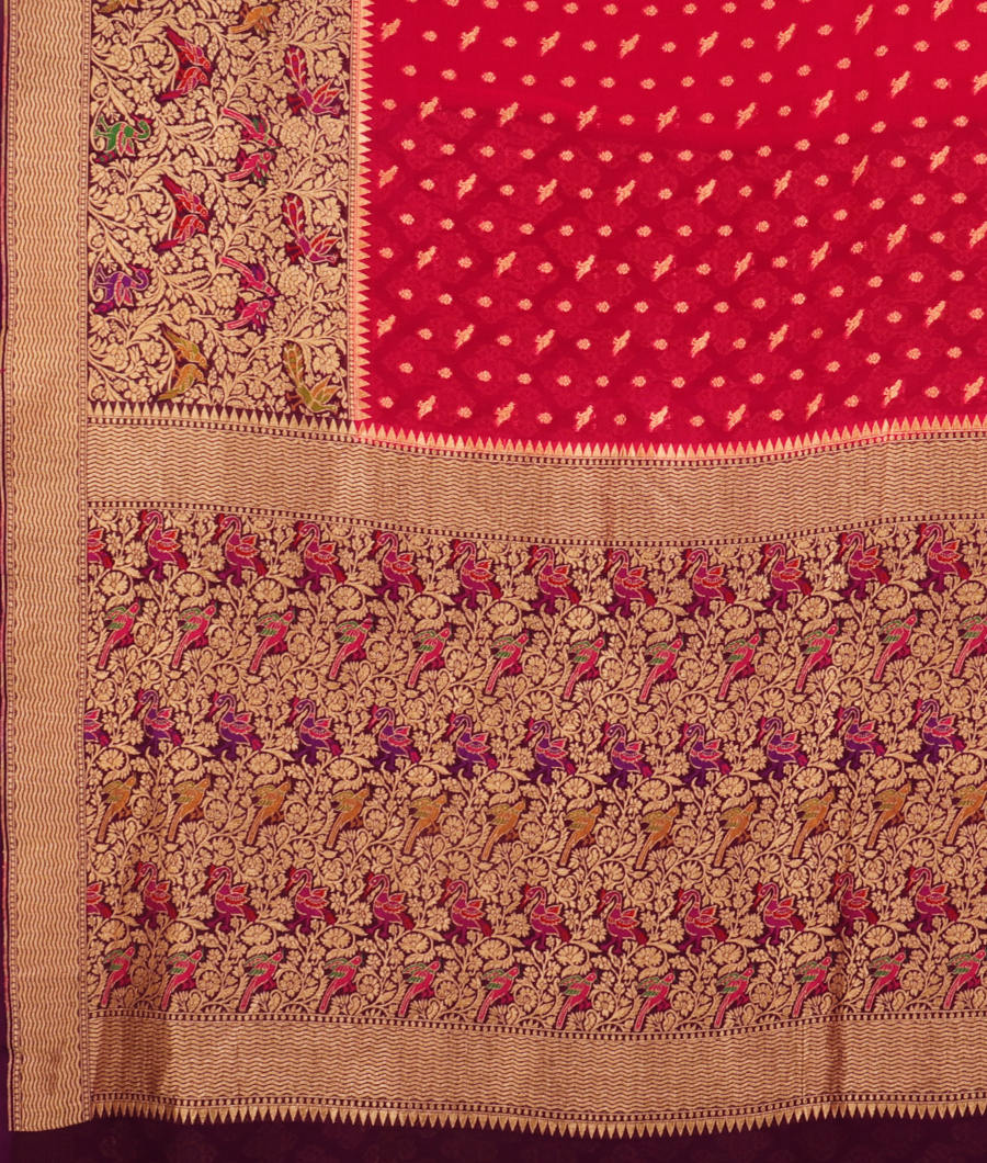 Magenta Banaras Georgette Silk Saree T2670044