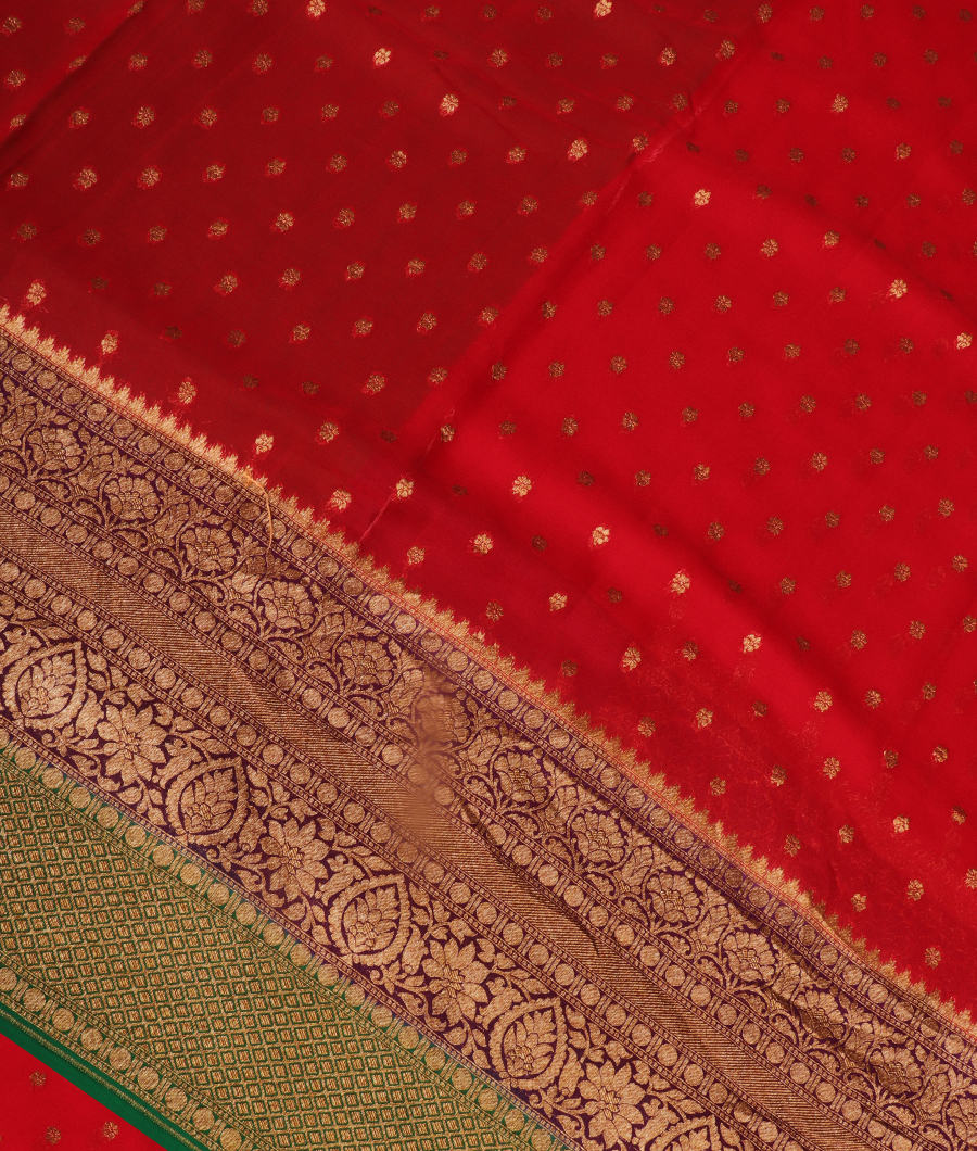 Red Banaras Georgette Silk Saree T266961-image
