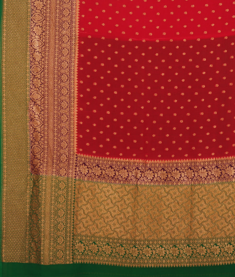 Red Banaras Georgette Silk Saree T2669614