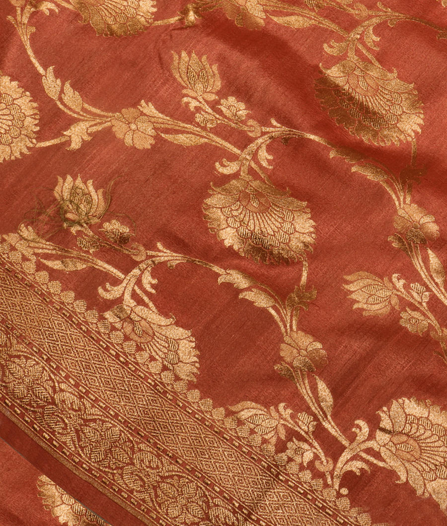Rust Tussar Georgette Silk Saree T300825-image