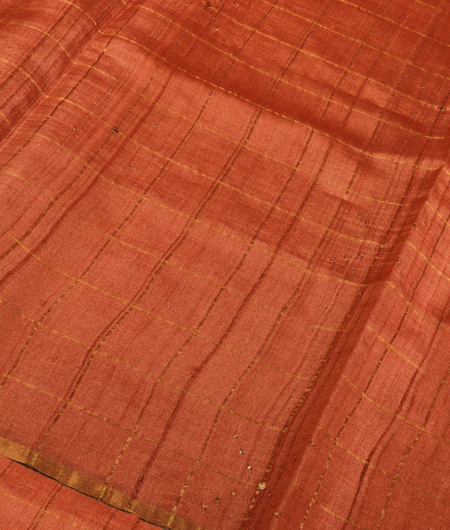Rust Woven Tussar Saree T305165-image