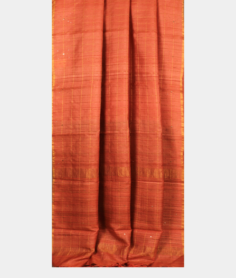 Rust Woven Tussar Saree T3051652