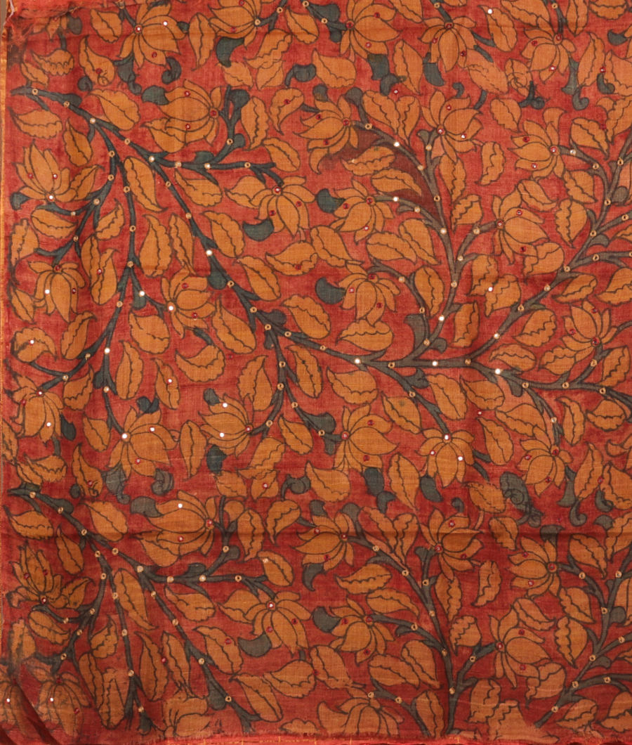 Rust Woven Tussar Saree T3051653