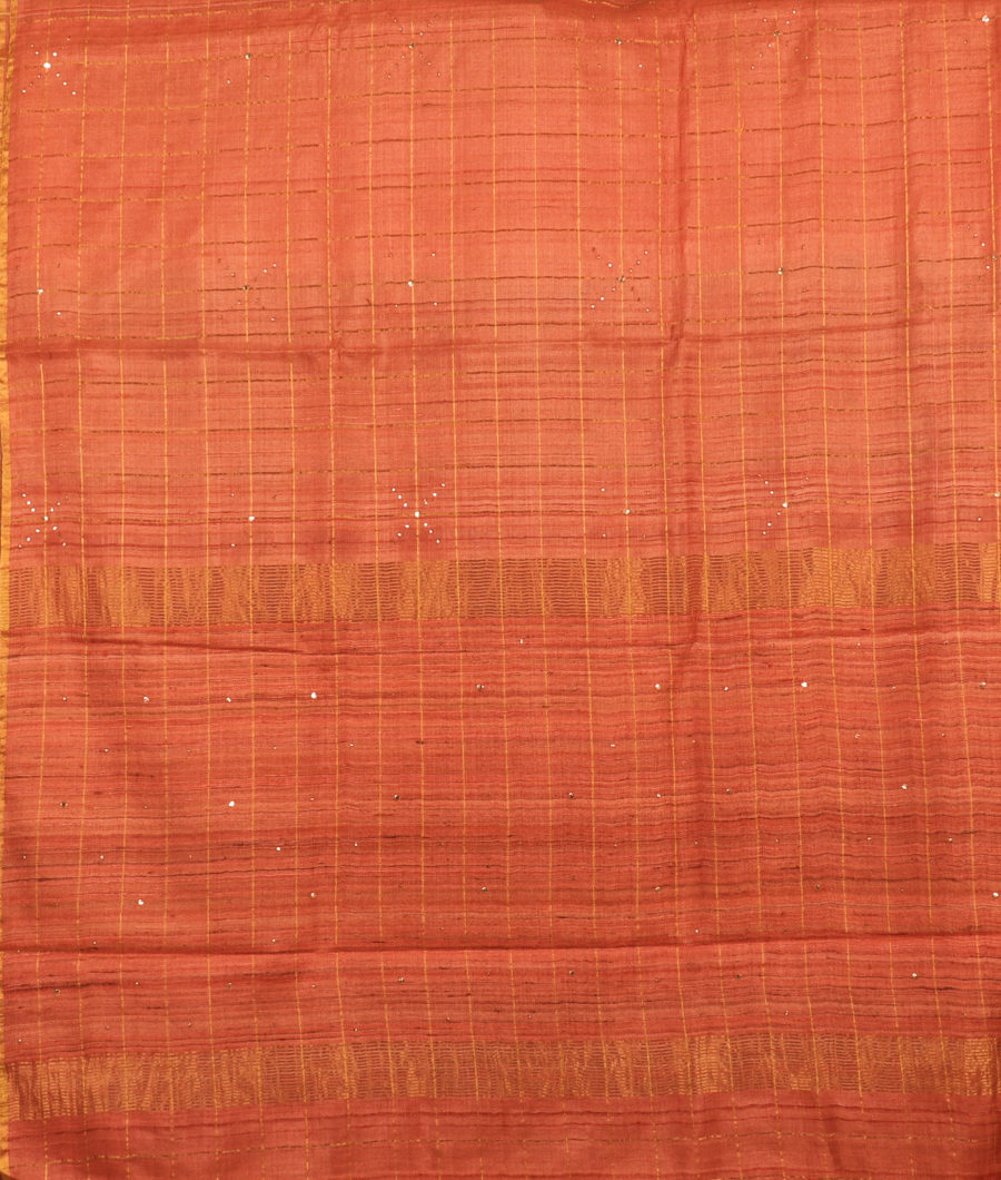 Rust Woven Tussar Saree T3051654