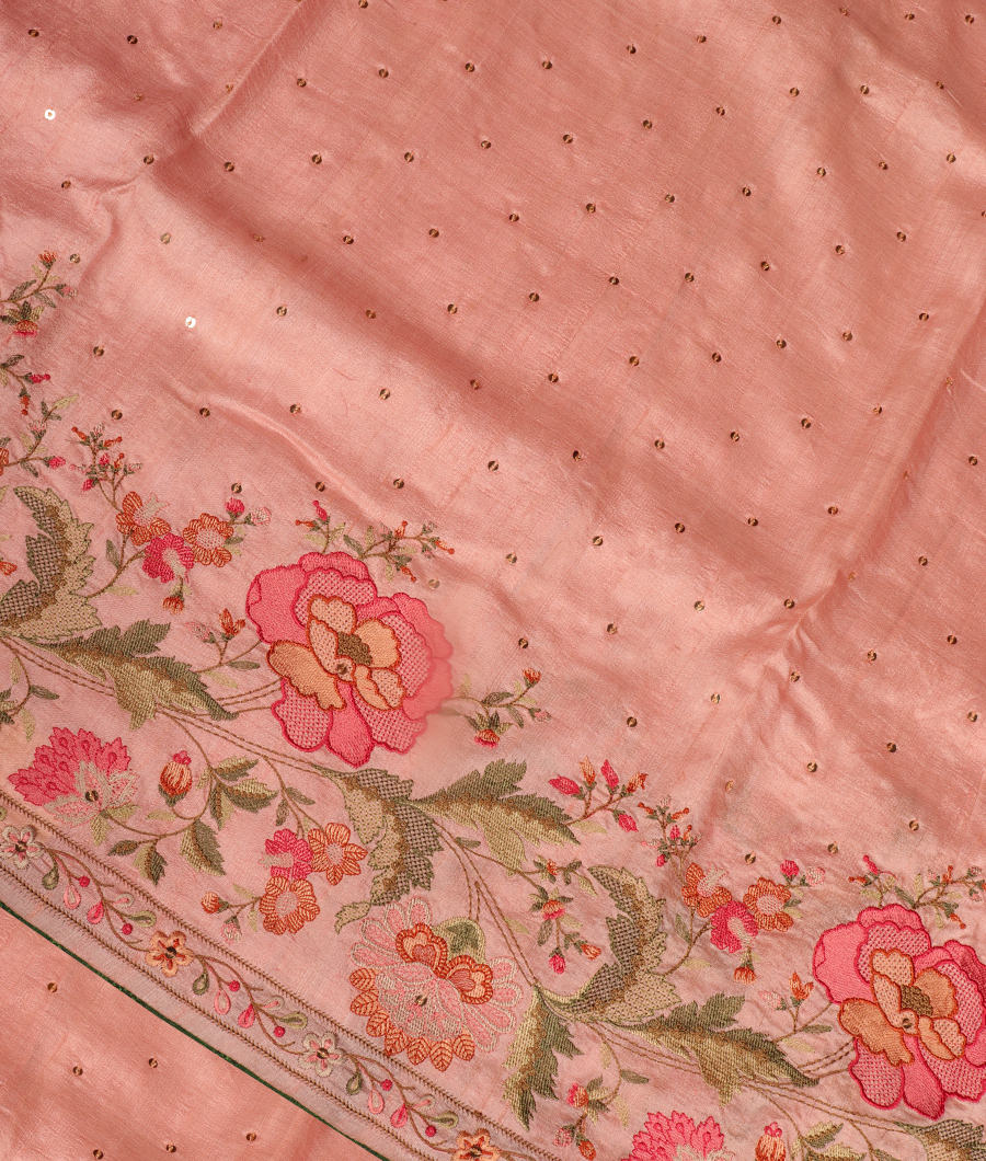 Pink Tussar Embroidery Saree T284026-image