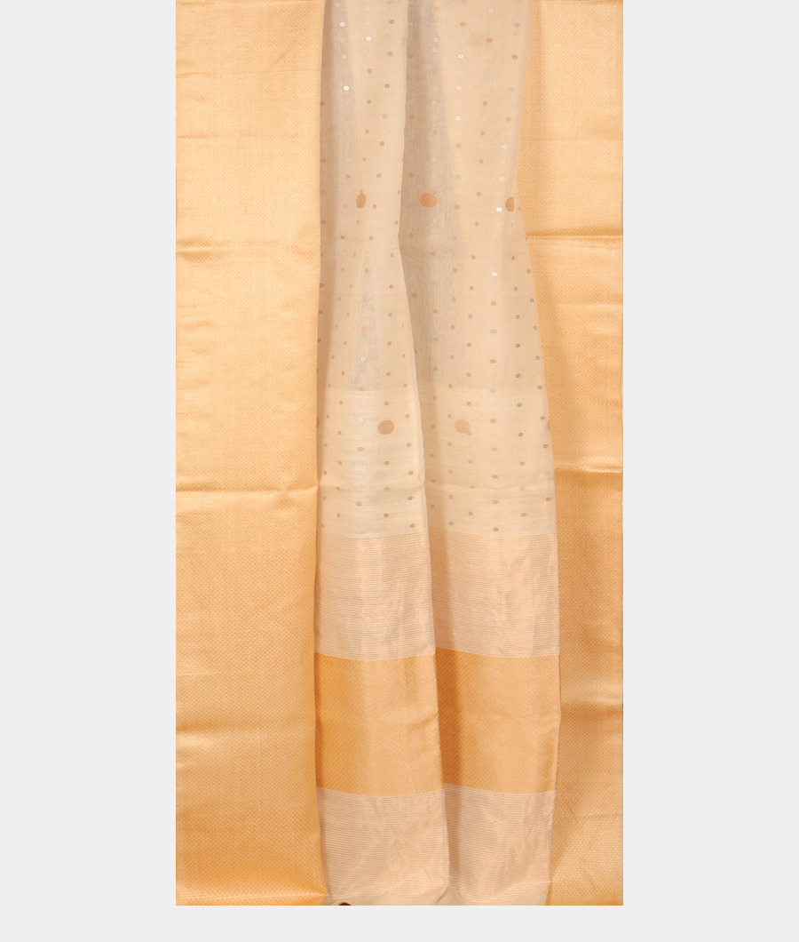 White Handwoven Tussar Saree T2675612