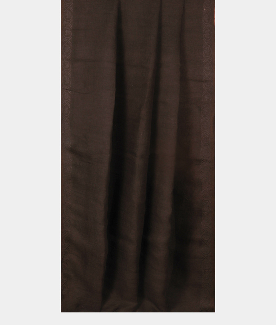 Black Handwoven Linen Saree T2675682
