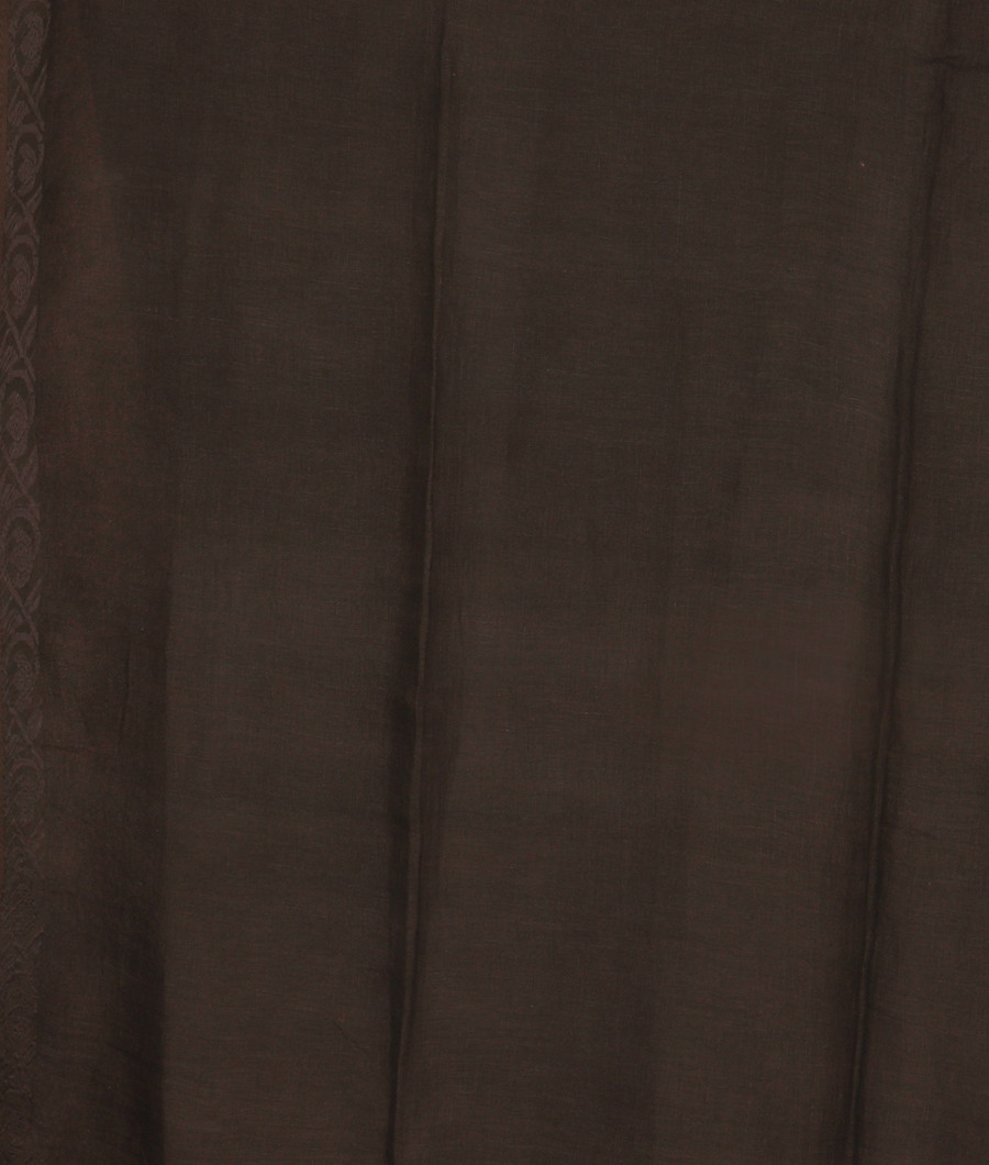 Black Handwoven Linen Saree T2675683