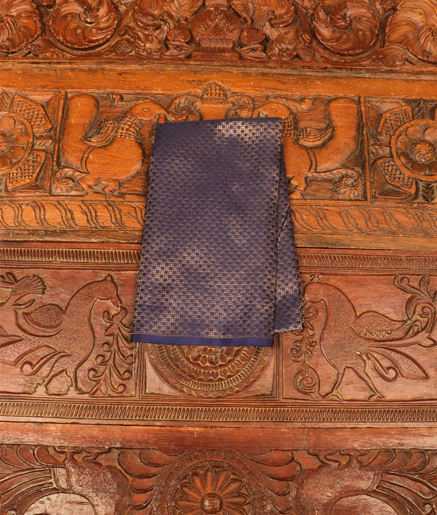 Dark Blue Handwoven Kanjivaram Silk Blouse T37 -image