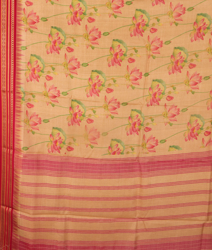 Beige Vidarbha Tussar Saree T3095324