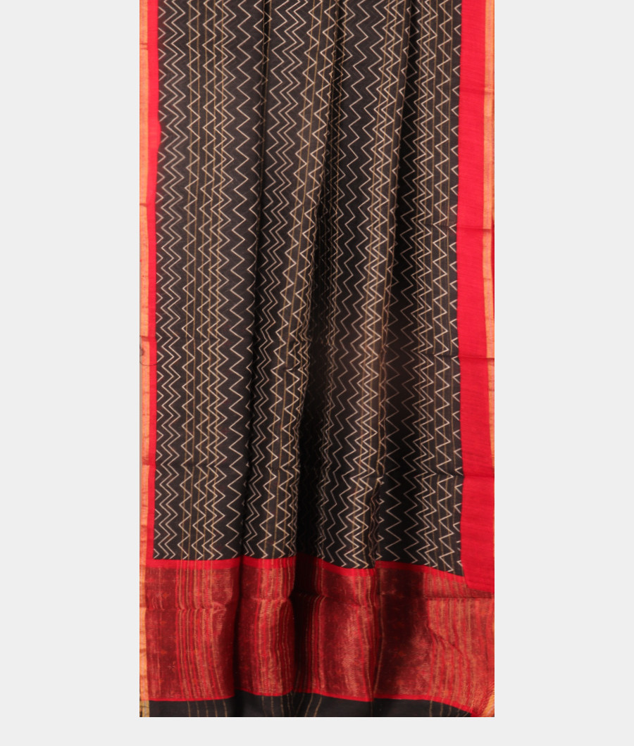 Black Tussar Printed Saree T2711582