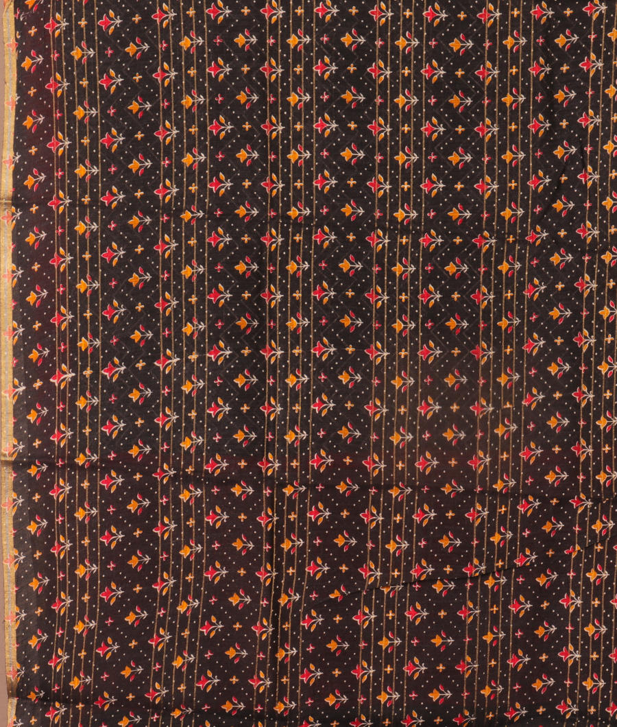 Black Tussar Printed Saree T2711583