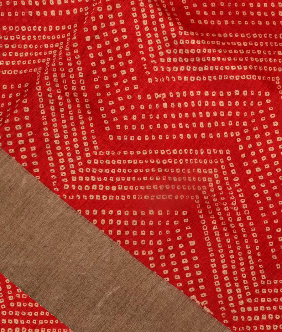 Red Tussar Printed Saree T309542-image