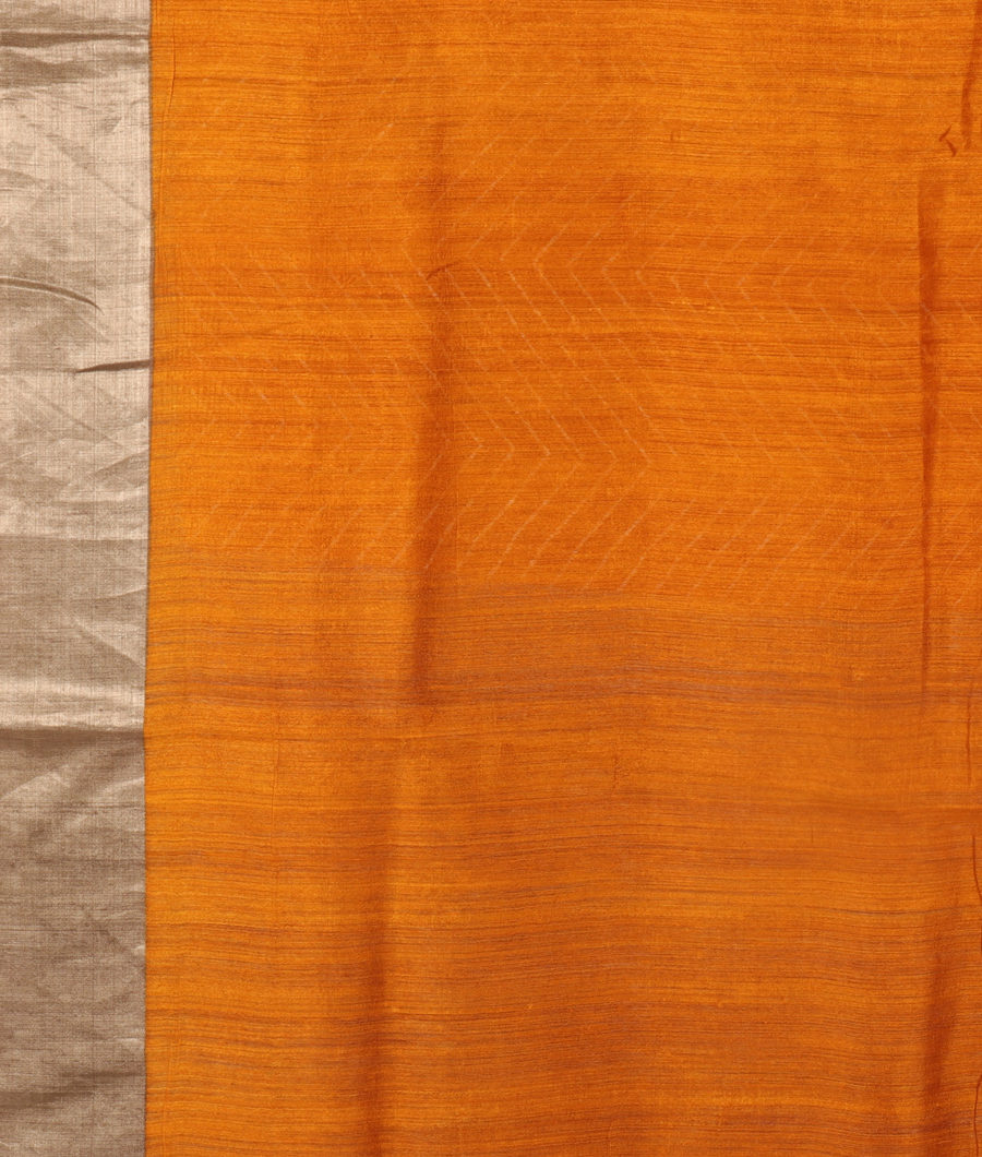 Mustard Yellow Tussar Printed Saree T3095383