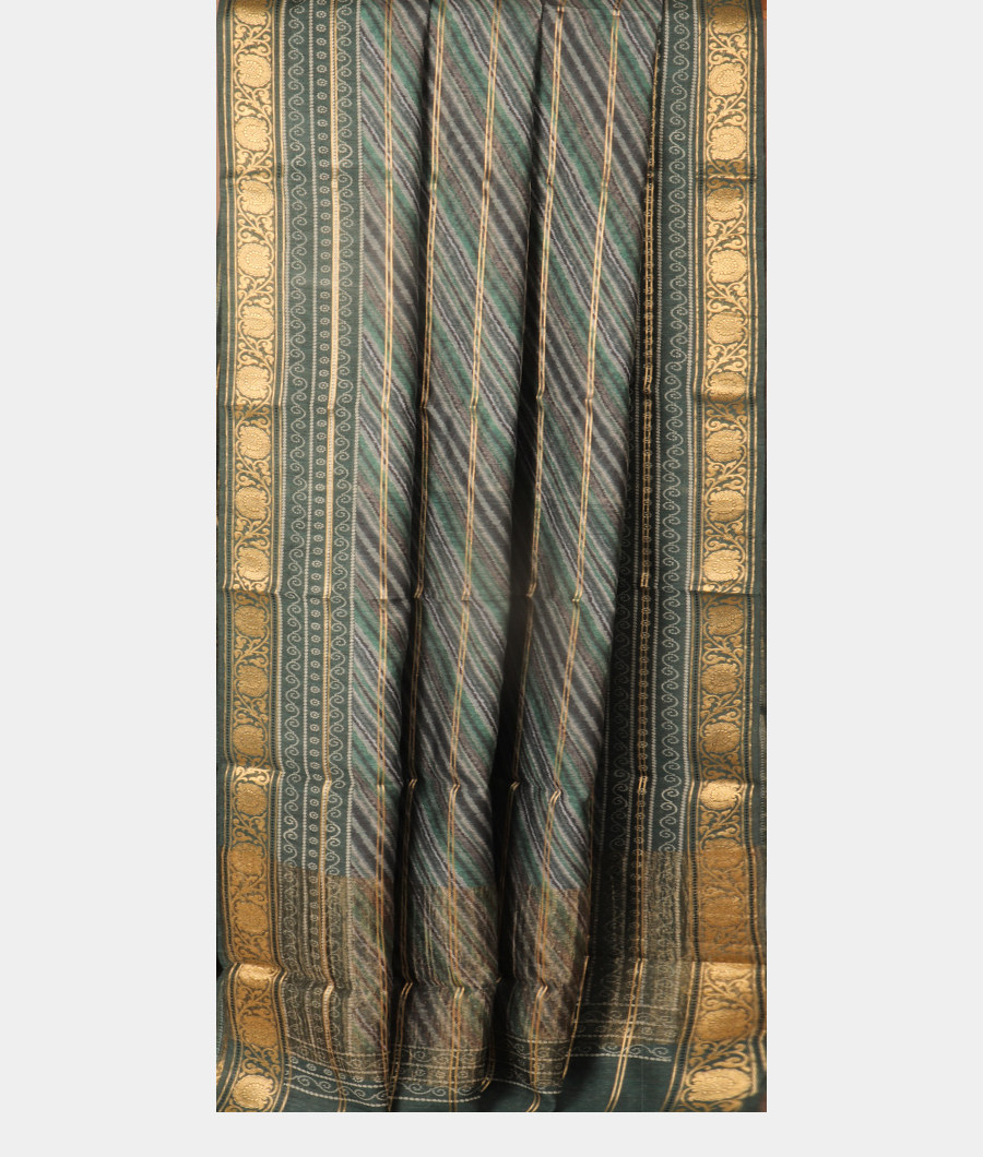 Blue Tussar Printed Saree T2986542