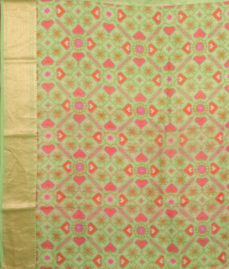 Light Green Tussar Printed Saree T2835993