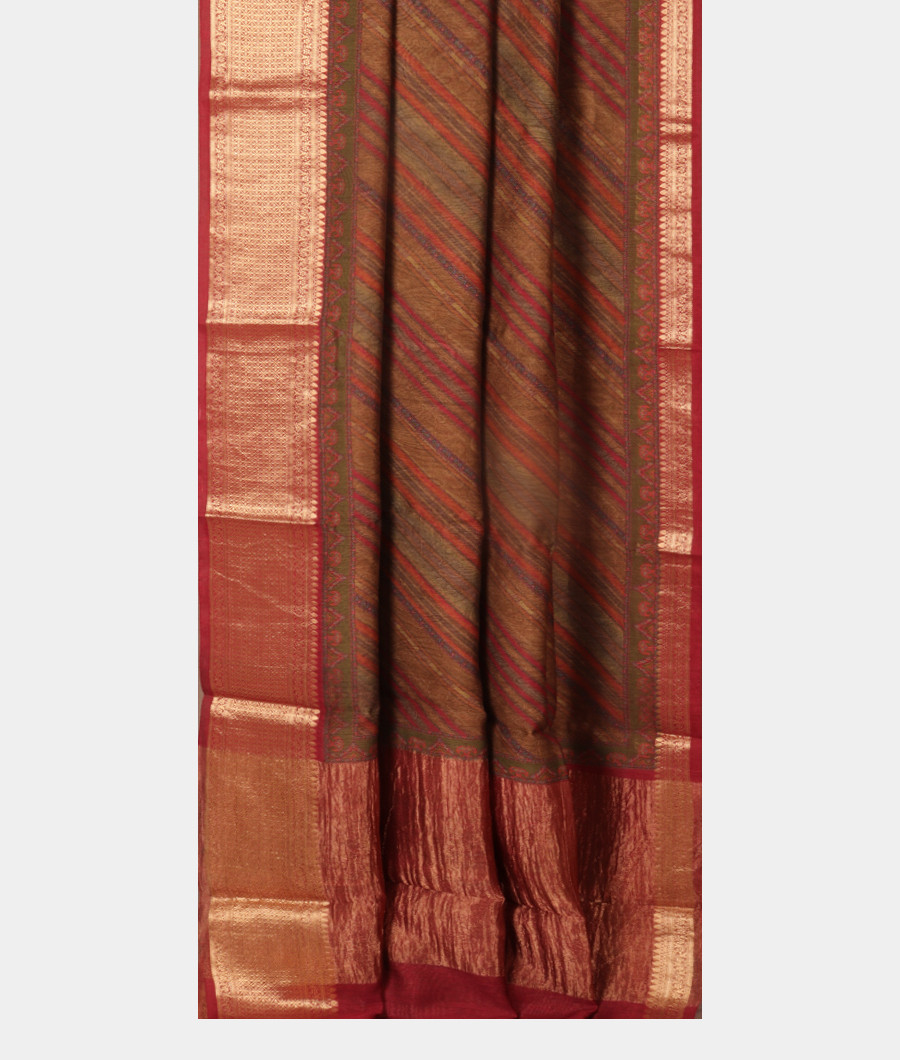 Brown Tussar Printed Saree T2986052