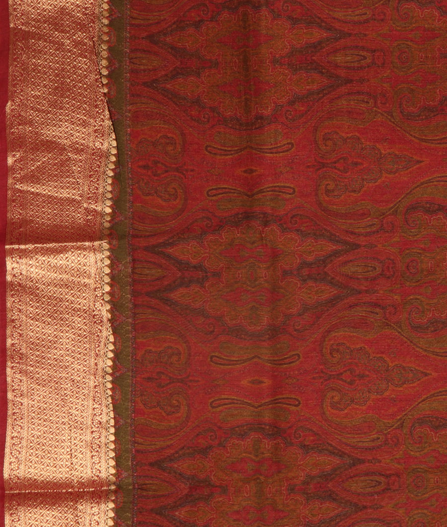 Brown Tussar Printed Saree T2986053